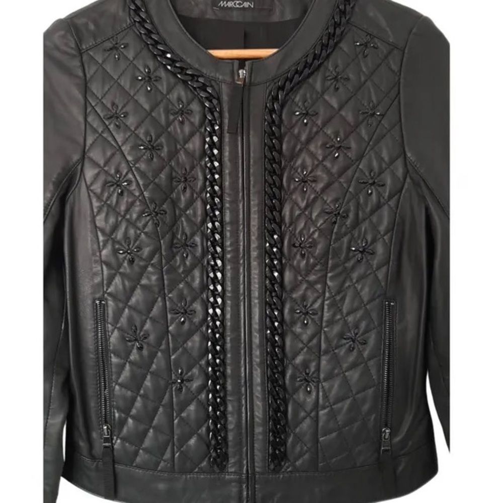 Marc Cain Embellished Leather Jacket NWOT